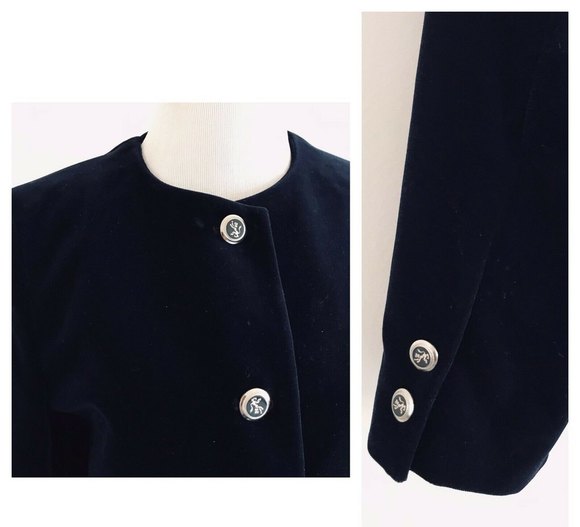 The Scotch House | Crewneck Velour Blazer Skirt Set Womens Size 4 Blue - Picture 11 of 14